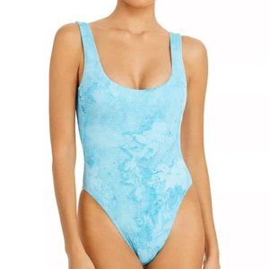 Vitamin A Size 8 Cyan Texture Tie Dye (ribbed) One Piece Swimsuit